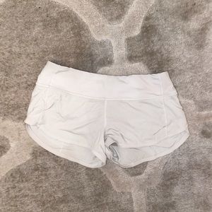 White Lululemon Speed Shorts